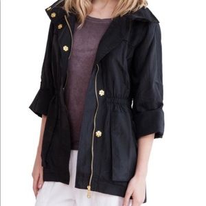 The Fillmore Nylon Anorak Jacket Size Small Black with Gold Buttons